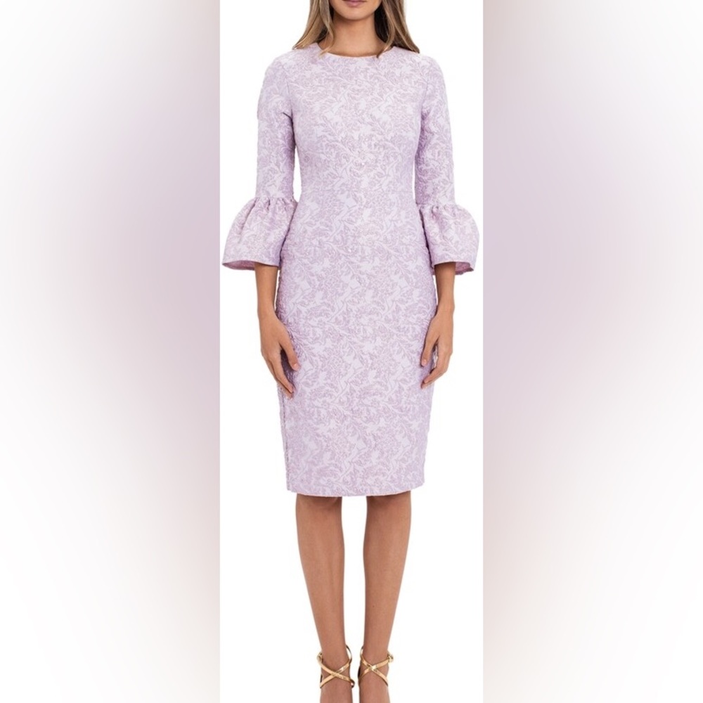 Betsy & Adam textured shimmer bellsleeve wedding guest dress PLS READ listing